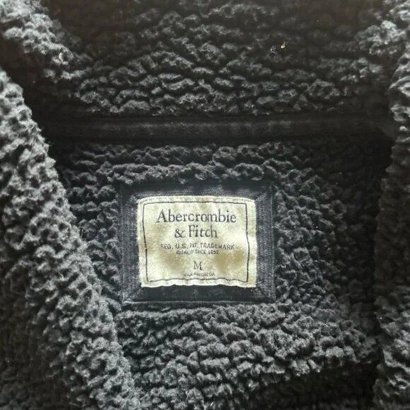 Abercrombie Blanket Jacket Cardigan Sherpa Women M Soft Open White Black Plaid - Picture 5 of 6